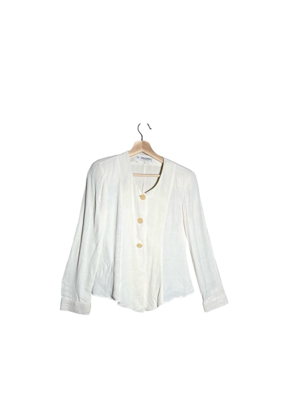 Vintage Giorgio Armani Blouse Jacket Ivory Button Front Women Size 4 Italy